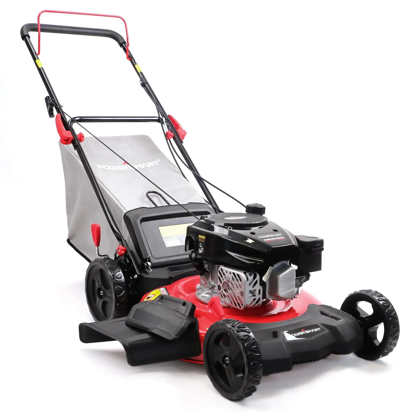 PowerSmart Gas Lawn Mower (DV8618P-DV8621P) - 144 cc OHV Engine Foldable Push Mower with 18-in/21-in Cutting Width, Steel Deck, Heavy-Duty Blade, Bagging Function Included, Ideal for Lawn Business, 3-In-1 Push Mower