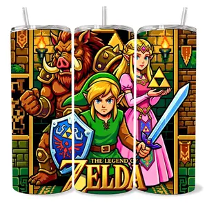 Zelda 20 oz Tumbler - BPA Free, stainless steel, Leak proof, durable, with clear lid