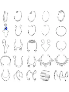 25 fake nose rings for women and men, magnetic diaphragm nose ring, clip for evil eye, nose rings, nose rings, piercing set, Nose Ring Jewelry, Nose Cuff, Nose Piercing Kit, Hinged Nose Ring