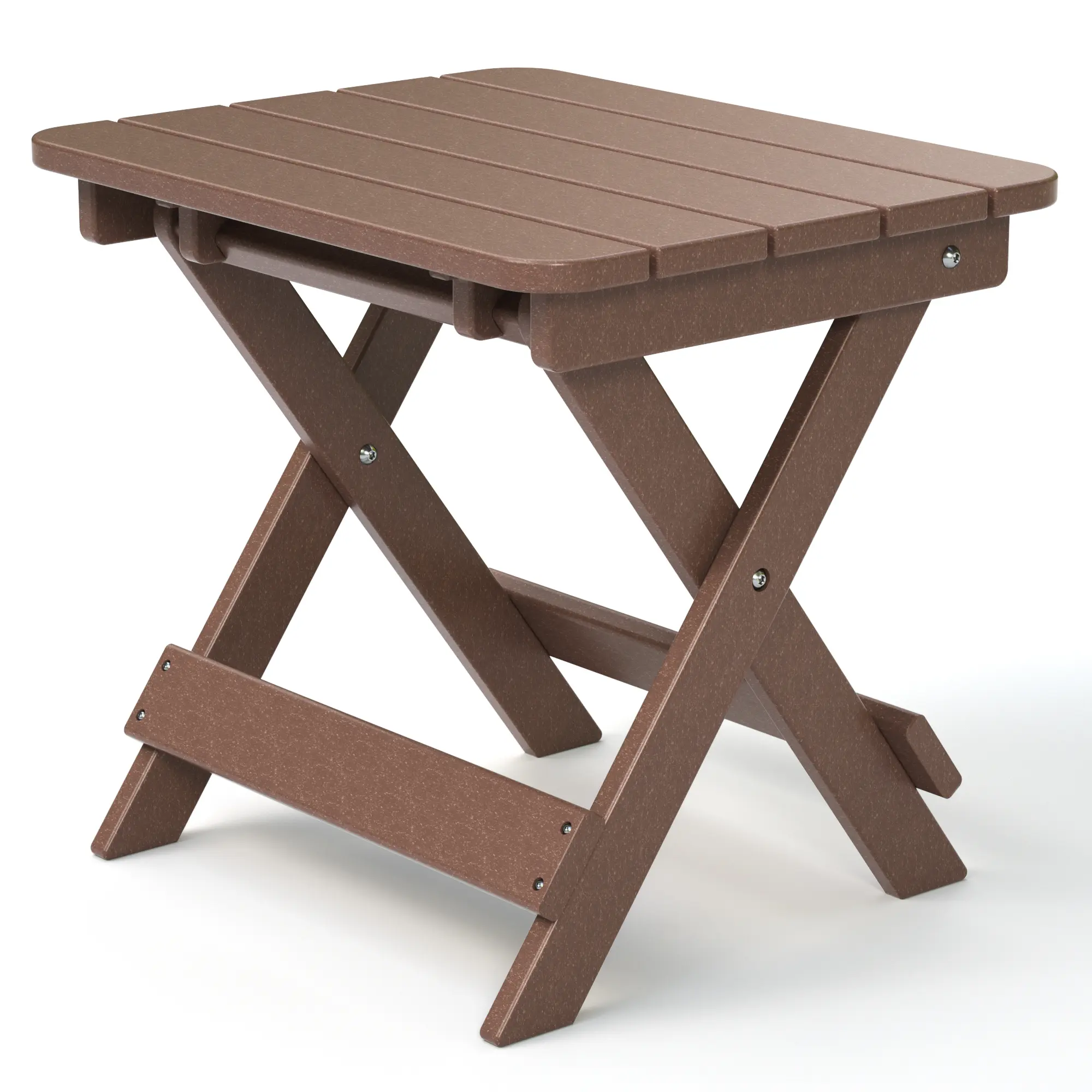 TORVA Outdoor Adirondack Foldable Side Table,Patio End Table for Poolside Garden, Weather Resistant Coffee Table -Plastic High-Density PE（Brown Color-floldable