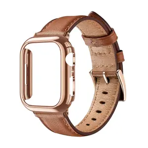 Apple Watch Band Set, Ultra-Thin Soft Adjustable Strap, Electroplated Anti-Drop Protective Case, Fashion Women Synthetic Leather, Wearable (no Smartwatch), Smart Watch Accessories