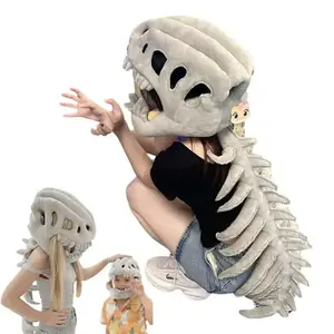 Fun Halloween dinosaur costume sets for adults and children – realistic plush dinosaur skeleton costumes with skull headpiece and spine detailing.