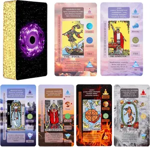 Classic Tarot Card Deck Set for Beginners with Printed Meanings, Illustrations, Zodiac Details, Size Specs, Elements, Arcana, and Reading Messages for Learning & Training