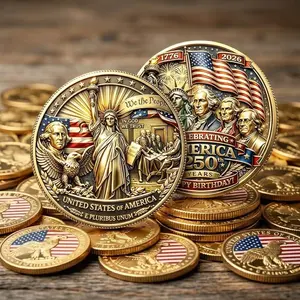 America 250th Anniversary Commemorative 2D Metal Coin (1776-2026), Patriotic Souvenir Gift for History