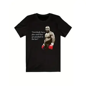 Iron Mike Tyson Quote T-Shirt for Men and Women, Black Unisex Cotton Crewneck Tee, Trendy Boxing Graphic Shirt, Streetwear Style Top, US Sizes S-4XL, Vintage Inspired Motivational Quote Tee, Cool Urban Fashion Printed Tee