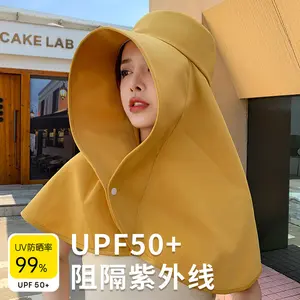 Women's anti-UV full-face sun protection hat, wide-brim cape neck protection fisherman's hat, ponytail design