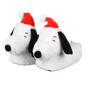Peanuts Snoopy Santa Hat Character Adult House Slippers OSFM