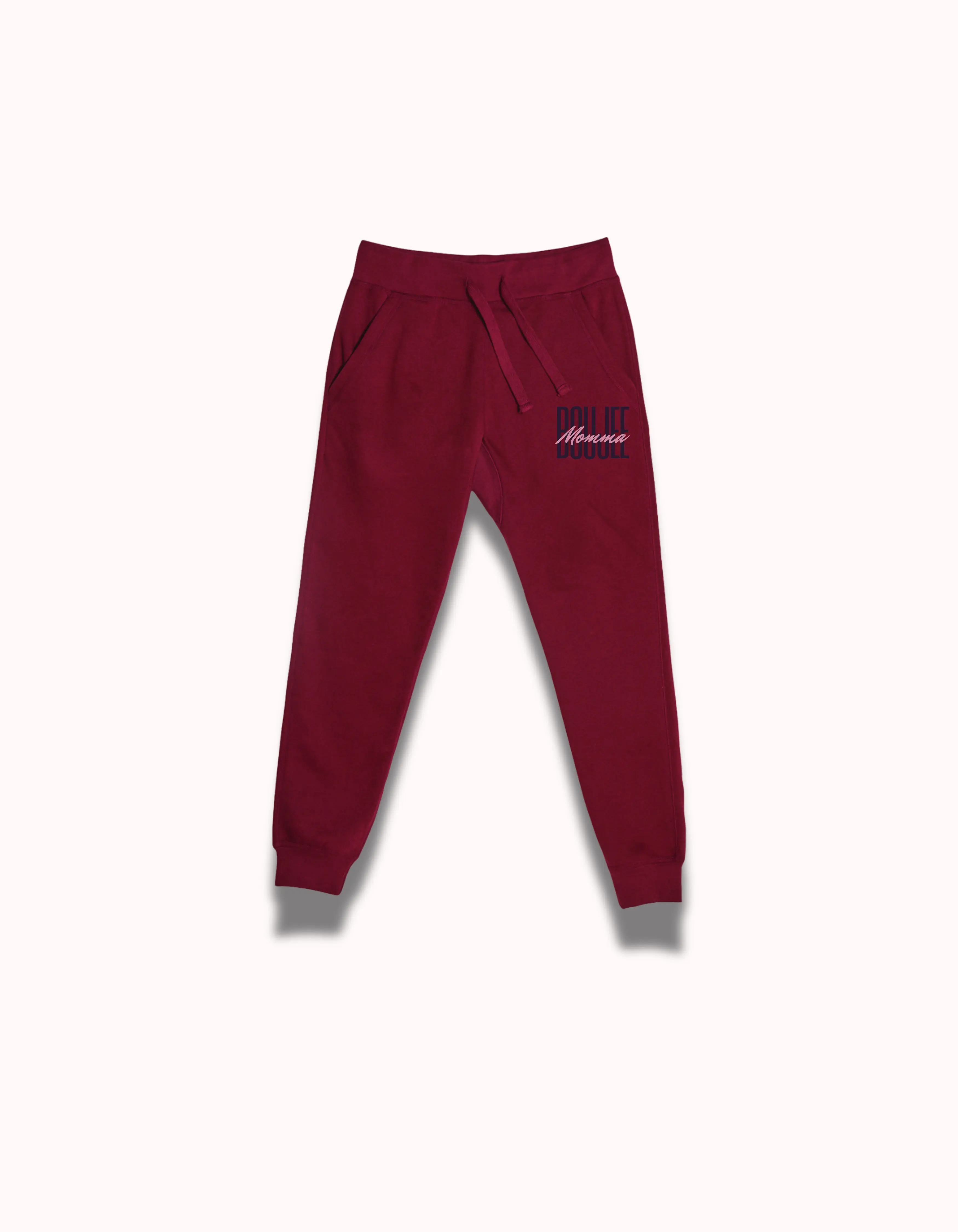 Boujee Sweatpants - Maroon Color, Front Zip Closure, Comfortable Fit, Ideal for Active Lifestyle, Versatile Style