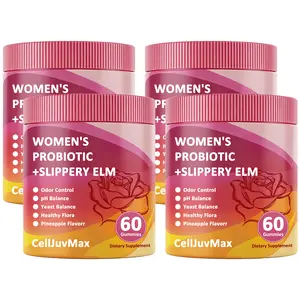 Pineapple Probiotic Gummies for Women - Features a Probiotic & Prebiotic Blend with Soothing Slippery Elm to Support feminine Health, 60 Delicious Gummies