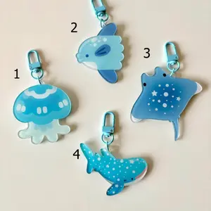 ocean critters acrylic charms | double-sided acrylic keychain (whale shark, jellyfish, manta ray, sunfish)