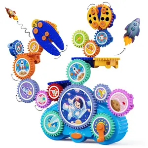 KOKODI STEM Gear Building Set, Mechanical Gear Engineering Kit, Puzzle Motor and Manual Dual Drive Construction Toy, 18 Large 40 mm Gears, Fine Motor and Sensory Learning Play