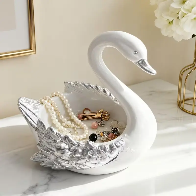 Elegant Swan Resin Storage Tray, Stylish Home Decor, Sculpture Desk Decor for Entryway, Living Room, Office, Indoor Outdoor Use, Durable Resin Material, Home Decoration, Decorative Home Ornament, Home Decor Ornament, Style Ornament, Decorative Piece
