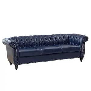 Giratree Furniture Large Sofa — Modern Chesterfield-Style PU Sofa (with Button-Tufted Backrest) | The Premier Choice for Living Room Furniture, Loveseats, and Office Sofas
