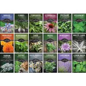 Survival Garden Seeds Medicinal Herb Collection - 18 Heirloom Seeds for Herbal Teas & Gardens - Roman Chamomile, Lavender, Echinacea, & More