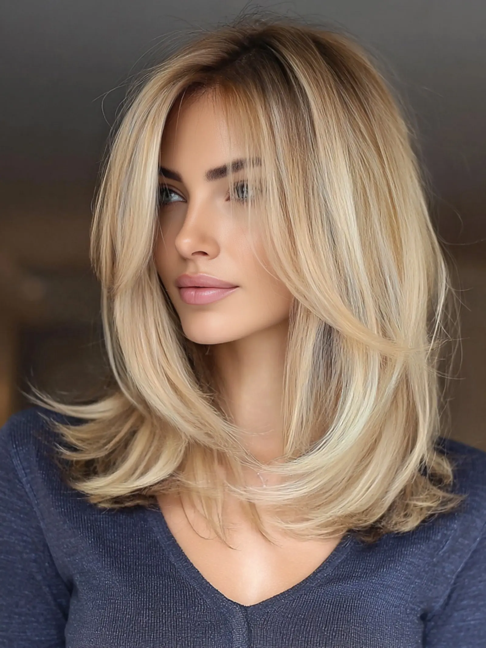 20 Inch Dyed Bangs Medium Long Straight Hair With Bangs Wig for Women, Natural Looking Wigs, Natural Comfort Synthetic Wig for Daily Use, Synthetic Fiber Wigs