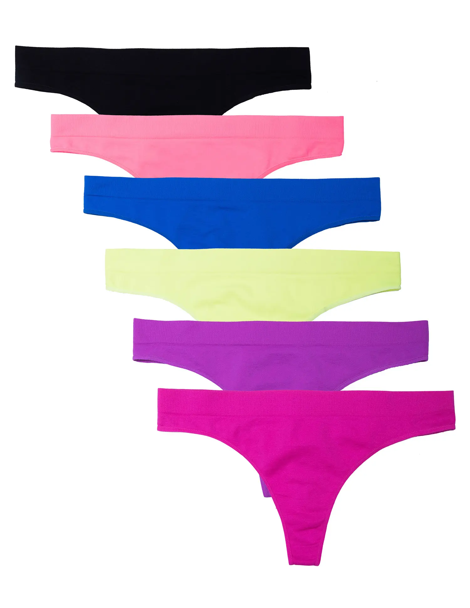 Kalon 6-Pack Women's Seamless Thongs, Cute Basic Knit Underwear, Soft Stretchy Nylon Spandex for All Day Comfort, Cute Thongs, Elastic Comfortable Thongs