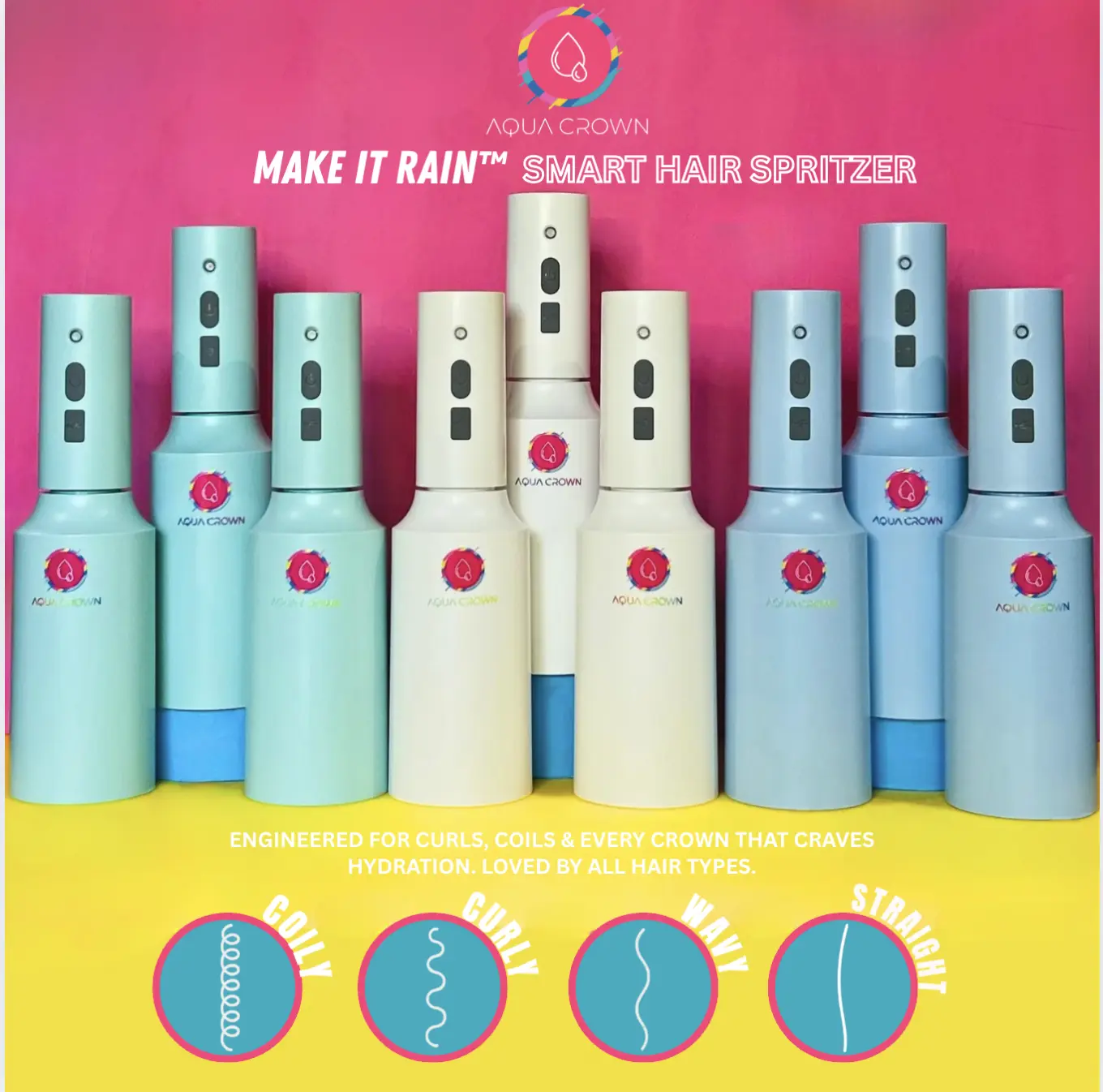 MAKE IT RAIN Smart Spritzer by Aqua Crown | Featherlight Button-Powered Device