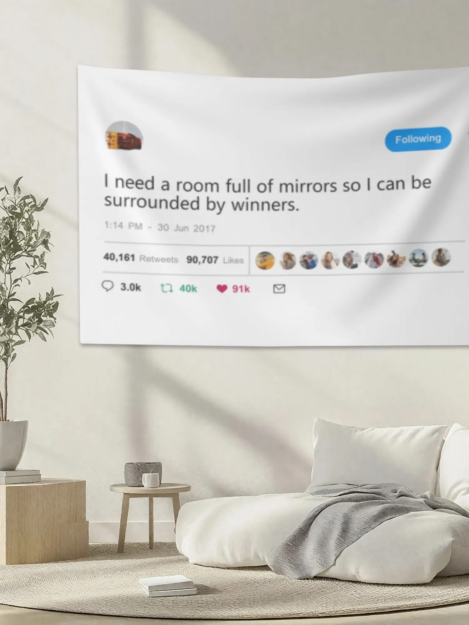 Inspirational Quote Wall Tapestry, “Surrounded by Winners” Motivational Poster Tapestry, Minimalist Room Decor, Modern Aesthetic Wall Hanging Gift Decorative