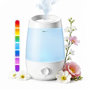 Top-Fill Ultrasonic Aroma Diffuser - 2.5L Filter-Free Smart Fine Mist Model, 250ml/h Output, 25dB Quiet, 25hrs Runtime, 7 Adjustable LED Lights, Auto Shut-Off, Portable Smart, AC Powered, Electronic Diffuser for Baby, Home Indoor Use, Portable Smart Humid