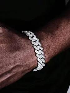 Men's Hip Hop Full Diamond Cuban Link Chain Bracelet, High Quality Bracelet, Adjustable Cuban Anklet and Bracelet Set, Unique Street Style Jewelry, Cuban Chain Bracelets