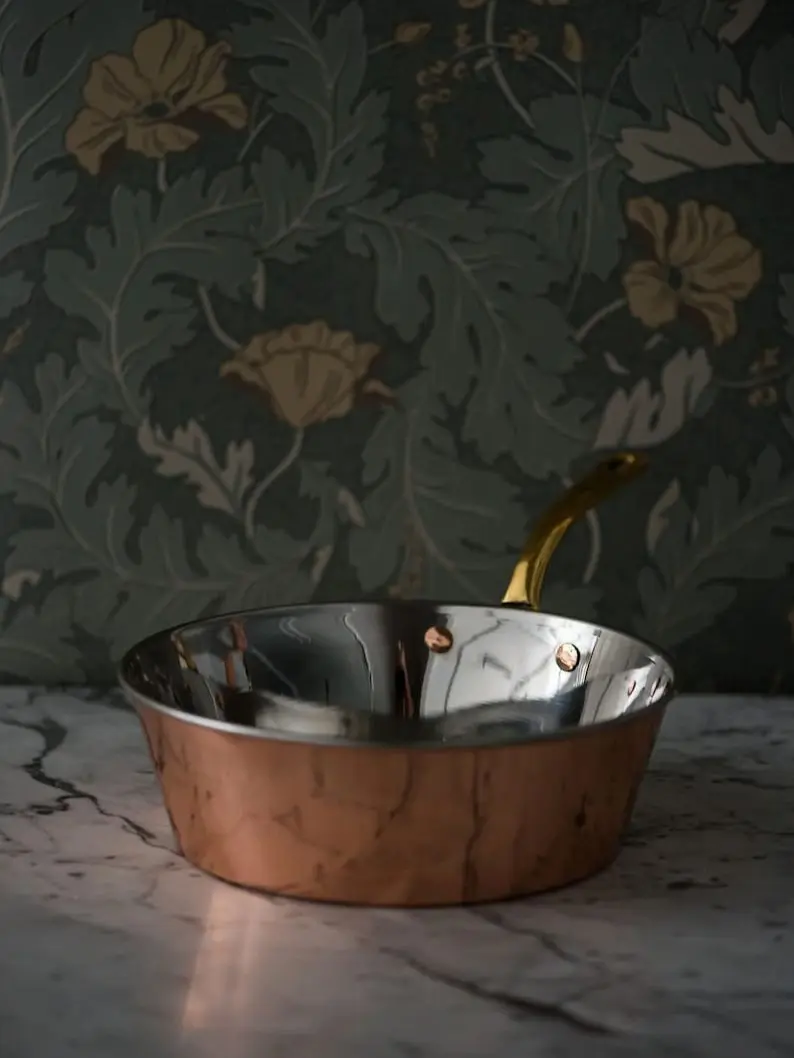 Copper Windsor Pan - Stainless Steel Lined - Brass Handle - Copper Pan - Copper Pot - Sauté Pan - Everyday Copper Pan - Copper Jam Pot
