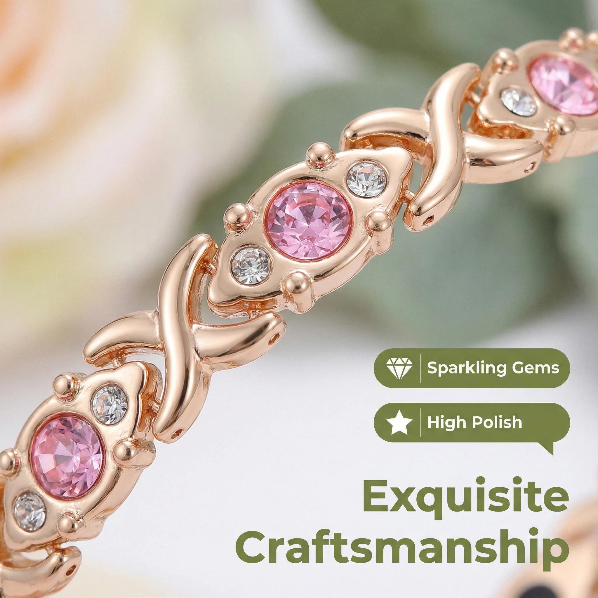 Energy Magnet Bracelet for Women, Magnetic Eco-Friendly Alloy Bracelet with Sparkling Rhinestones, Adjustable Fashion Metal Wristband, Modern Trendy Jewelry, Ideal Valentine's Day Christmas Gift for Her