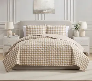 VCNY Home Gingham Microfiber Quilt Set, Full/Queen