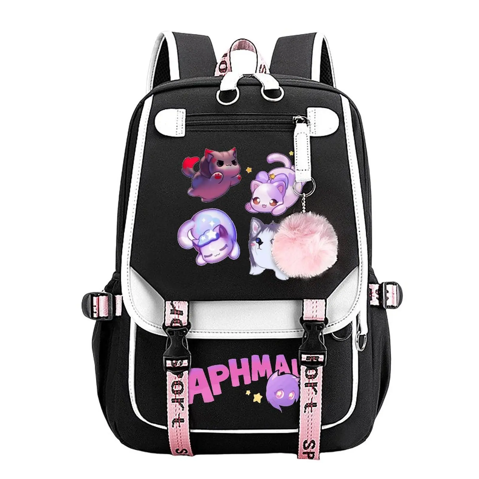 Cartoon Cat Print Back to School Backpack for Teens, Trendy 18.1" Cotton and Linen Laptop Bag, Large Capacity Water-Resistant for Campus Life, Back To School Haul, First Day Of School