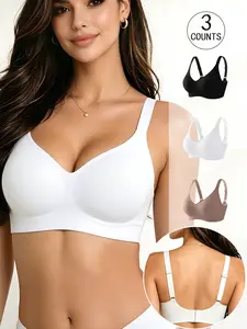 3Pack / 6 colors,High-Quality Seamless Jelly Bra for Women, Adjustable Push-Up Backless Sports Bra, Workout Bras, Sportswear Bra, Comfortable Breathable Skin-Friendly, Casual Yoga Wear