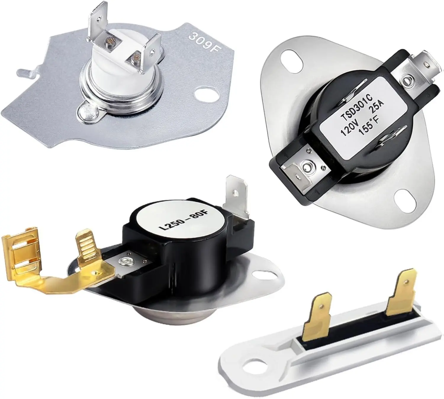 2025 UPGRADE 3387134 Cycling Thermostat 3392519 Dryer Thermal Fuse 3977393 Thermal Cut-off Switch 3977767 High Limit Thermostat Kit - Fit for Whirlpool Kenmore Maytag Dryer by Beaquicy