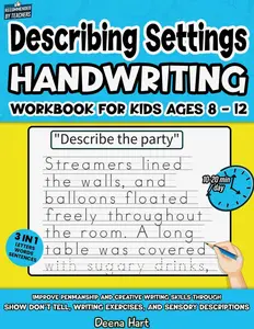 Describing Settings Handwriting Workbook for Kids Ages 8-12: Improve Penmanship and Creative Writing Skills Through Show Don’t Tell