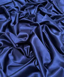Navy Blue Silky Stretch Satin
