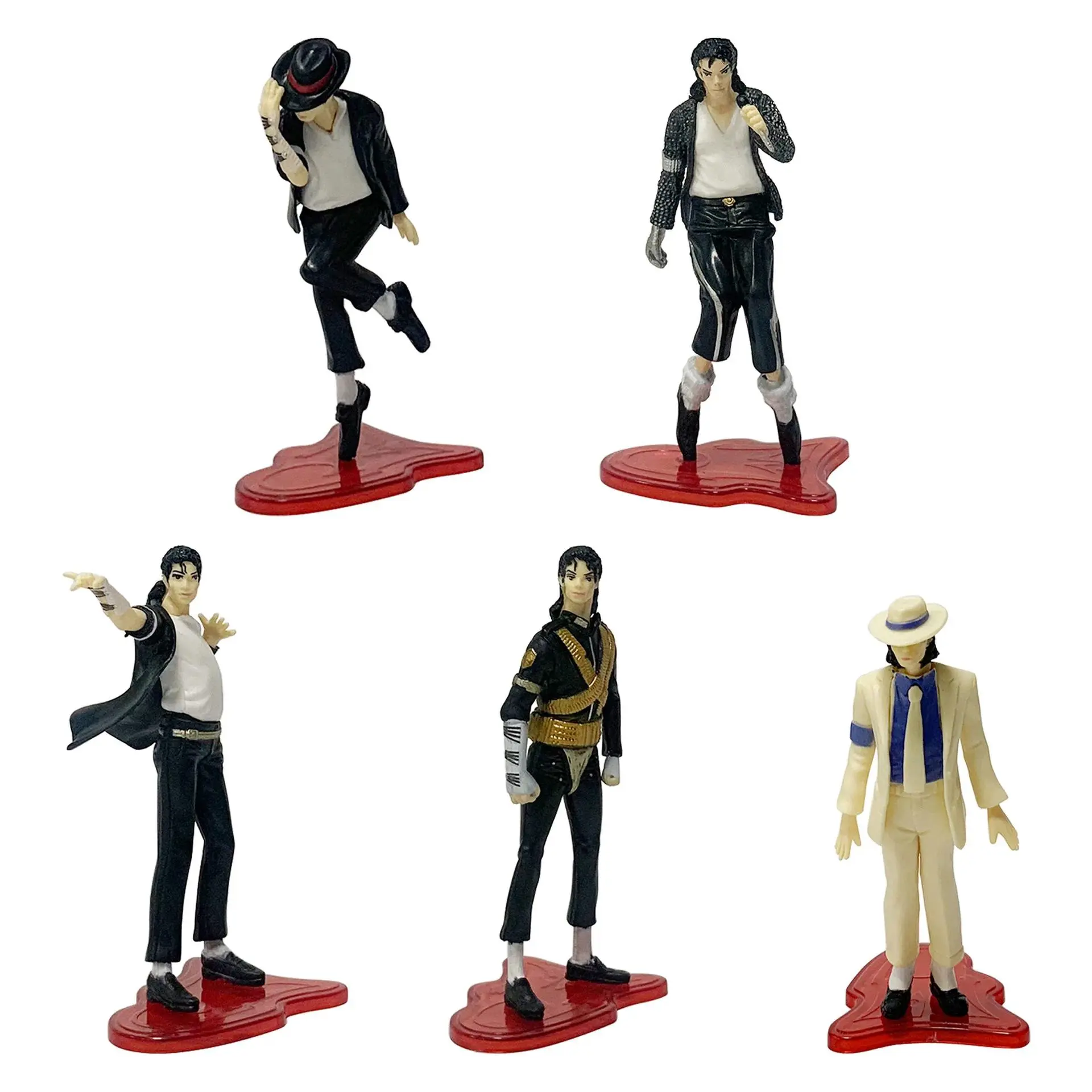 5 Pcs/Set 10.5-11.5cm Michael Jackson Figure Anime Periphery Moonwalk Cool Model Desktop Ornaments Dancer Gifts Toys