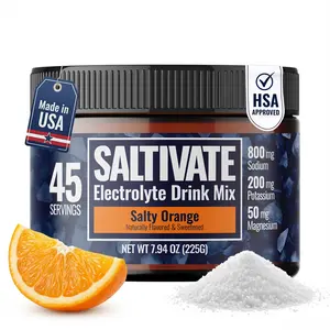 Saltivate Orange Electrolyte Drink Mix - 45 Servings Bulk Jar | High Sodium Potassium Magnesium | No Sugar No Carbs with Stevia | Ideal for Intense Activities & Fasting