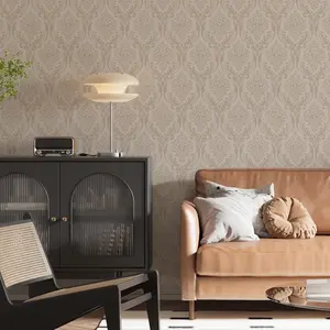 Premium Beige Damask Wallpaper