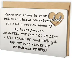 Dad Gifts From Daughter, Dad Engraved Wallet Card Inserts, Birthday Father's Day Thanksgiving Christmas Valentines Gifts Card for Father Papa