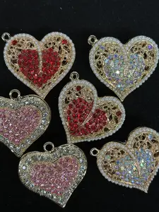 (291-293) (2PCS) Luxury Heart Charms| Sparkly Rhinestone DIY Accessories