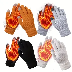 1 pair womens winter touchscreen warm thickened Heated Gloves Thermal Insulated Knit Gloves 1 pair womens winter touchscreen warm thickened Heated Gloves Thermal Insulated Knit Gloves
