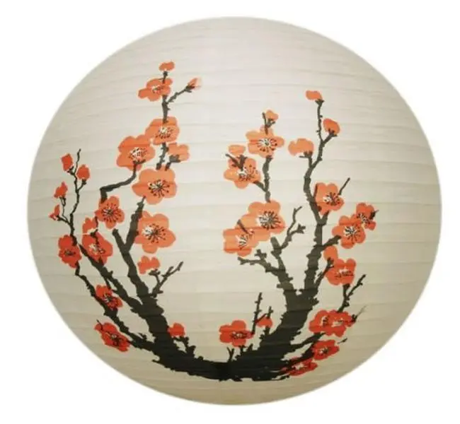 Thy Home 15.5in Diameter Traditional Hand-Painted Round Paper Lantern Hanging Ornaments - Asian Chinese Floral Motif, Paper Lantern Specialty & Decorative Lighting, Ceremony Decoration, Room Decor, Weddings