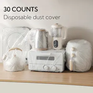 30 Counts Clear Disposable Dust Cover,Dustproof with Elastic for Kitchen Household Furniture,Thickened Appliance Dust Covers for Coffee Maker,Blender, Toaster,Pressure Cooker,Air Fryer,Oven,Slow Cooker Accessories