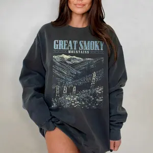 Great Smoky Mountains Sweatshirt - National Park  Sweatshirt, Retro Appalachian Crewneck, Wildflower Sweatshirt, NC TN Gift Cotton Day Hoodie N