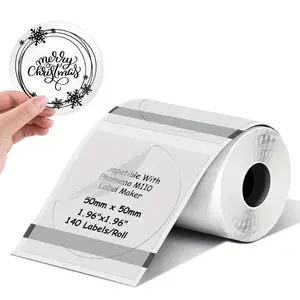 Thermal Label Paper, Direct Thermal Labels, 140pcs/roll Waterproof Self Adhesive Label Sticker, Self Adhesive Stickers, Thermal Shipping Label, Label Paper for Phomemo M220 M200 M221 M110 Label Machine