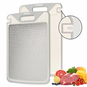 【DealsForYouDays】2-in-1 Double-Sided Cutting Board, Stainless Steel & Wheat Straw PP Chopping Board with Knife Sharpener, Durable Easy-Clean Kitchen Board for Meat, Fruits & Vegetables