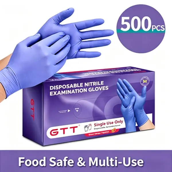 500 pcs Disposable Purple Nitrile Exam Gloves | Latex-Free Powder-Free Non-Sterile Nitrile Gloves for Medical, Cooking, Industrial Cleaning & Food Prep