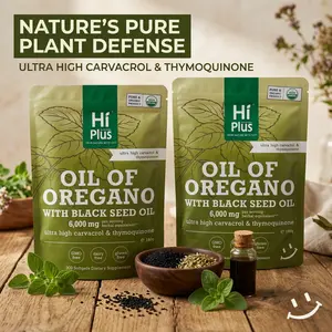 HiPlus 2-Pack Oregano Oil & Black Seed Oil 6000mg with Carvacrol Supports Daily Wellness 2 Pack 300 Softgels Plant-Based Non-GMO