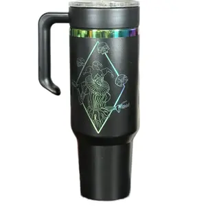 Ryan Sherwood Joker Design 40oz Tumbler with Handle & Silicone Straw - Black, Reusable, Washable, Portable Water Bottle for On-The-Go Hydration