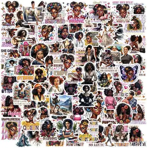 Black Women Affirmation Stickers - 100 Pcs African American Black Girl Stickers, Inspirational Quotes Decals for Journaling Scrapbooking Water Bottles Laptop, Vision Board Supplies for Adults
