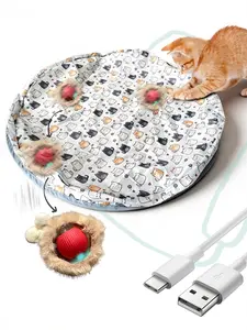 Interactive Cat Toy for Indoor Cats with automatic motion sensor, rechargeable moving ball and hide-and-seek mat. Smart random movement modes keep cats active, encouraging natural hunting, chasing and pouncing fun.