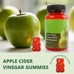 Apple Cider Vinegar Gummies - Supports Gut Health & Normal Energy Levels with Vitamin B12, Promotes Digestion & Cleansing