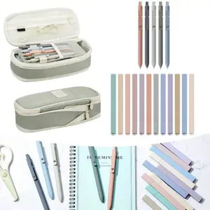 18Pcs/Set Aesthetic School Supplies Include 1 Big Capacity Study Pen Bag with Zipper,12 Pcs Chisel Tip Bible Highlighters,5 Pcs Quick Dry Retractable Black Ink Pens for Student Office,Hand Tools Kits